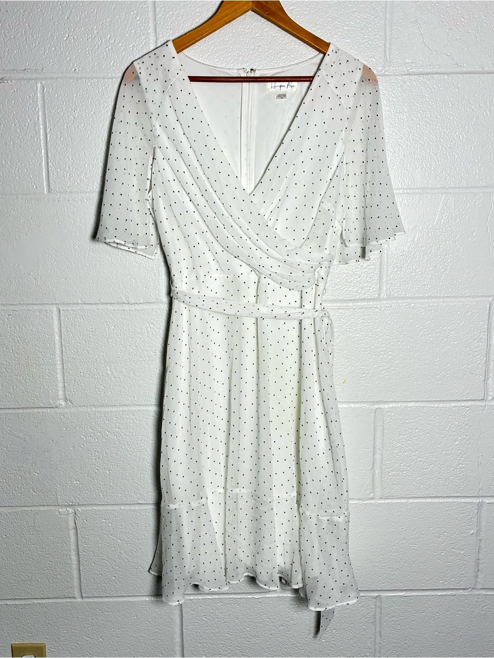 Harper Rose polka dot slit sleeve tie waist dress